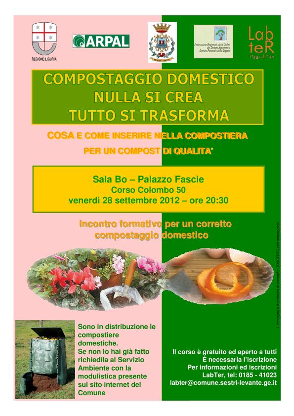 Venerdì 28 settembre, Sestri: Dal compost nascono i fiori: corso GRATUITO di compostaggio domestico



