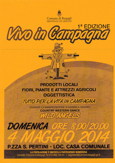 Domenica 4 Maggio, Bargagli: fiera campagnola con distribuzione di focaccia e vino bianco ed esibizione dal vivo con musica e ballo country