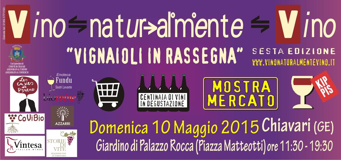 10 maggio a Chiavari torna “Vino…naturalmente…Vino!!!” la mostra mercato del buon bere