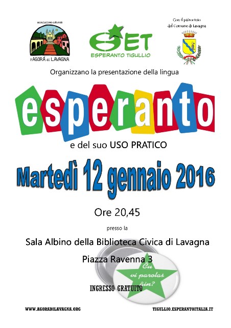 12 gennaio, Lavagna: presentazione gratuita di corso di Esperanto