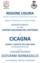 1 agosto, Cicagna: INCONTRO PUBBLICO SUL TEMA CINIPIDE GALLIGENO DEL CASTAGNO