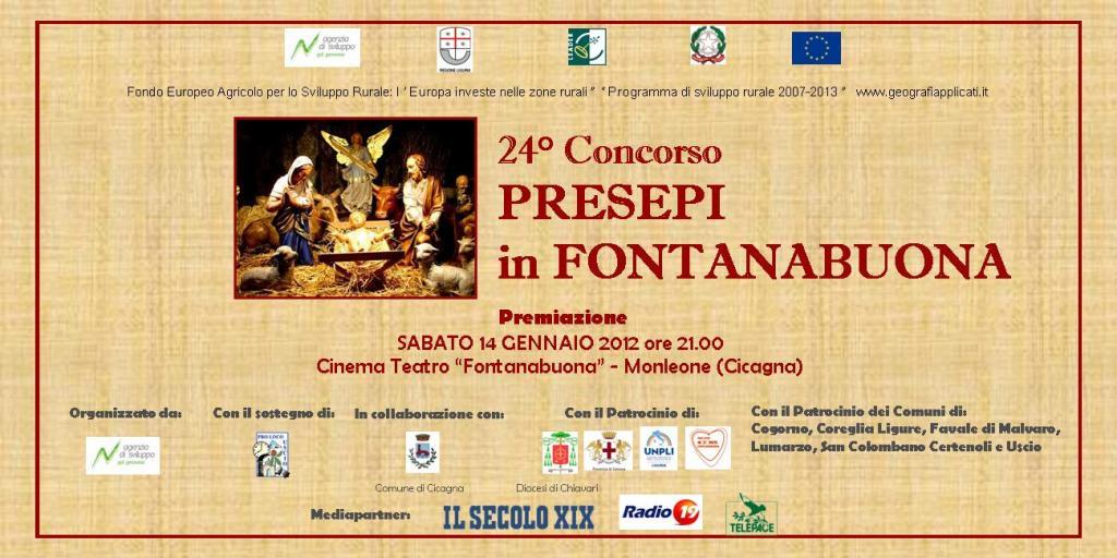 14 gennaio, Cicagna: premiazione del Concorso “Presepi in Fontanabuona” presso il Cinema Teatro Fontanabuona