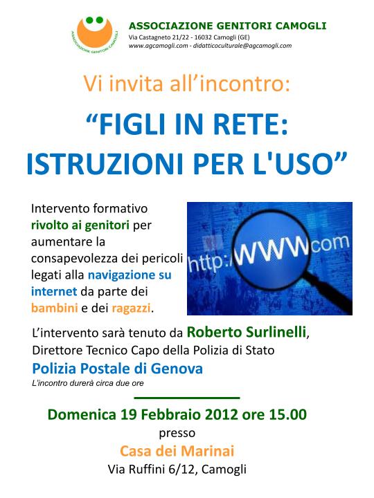 19 febbraio, Camogli: incontro 'Figli in rete, istruzioni per l'uso'