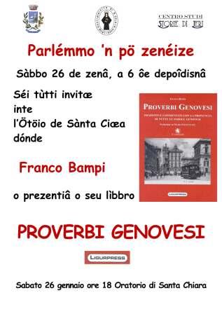 26 gennaio, Bogliasco: presentazione in dialetto dei libro PROVERBI GENOVESI