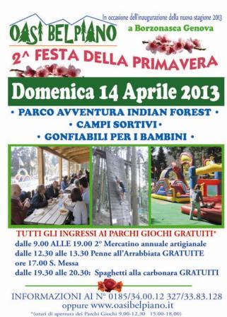 14 APRILE, BORZONASCA: Festa di Primavera all'Oasi Belpiano