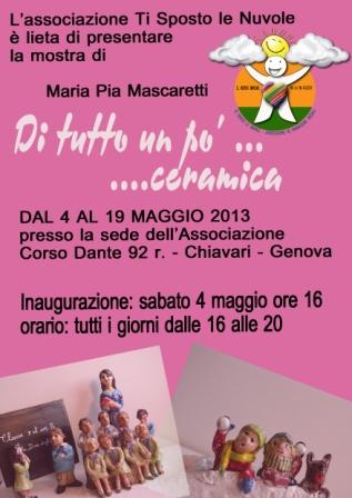 FIno al 19 maggio, CHiavari: mostra "Di Tutto un po' Ceramica" di Maria Pia Mascaretti