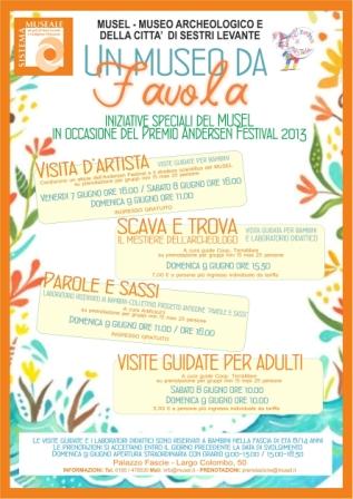 7-9 giugno Sestri Levante: "UN MUSEO DA FAVOLA" INIZIATIVE SPECIALI DEL MUSEL IN OCCASIONE DEL PREMIO ANDERSEN FESTIVAL