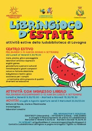 17 giugno - 13 settembre, Lavagna: TORNANO LE ATTIVITA' ESTIVE DELLA LUDOBIBLIOTECA LIBRINGIOCO