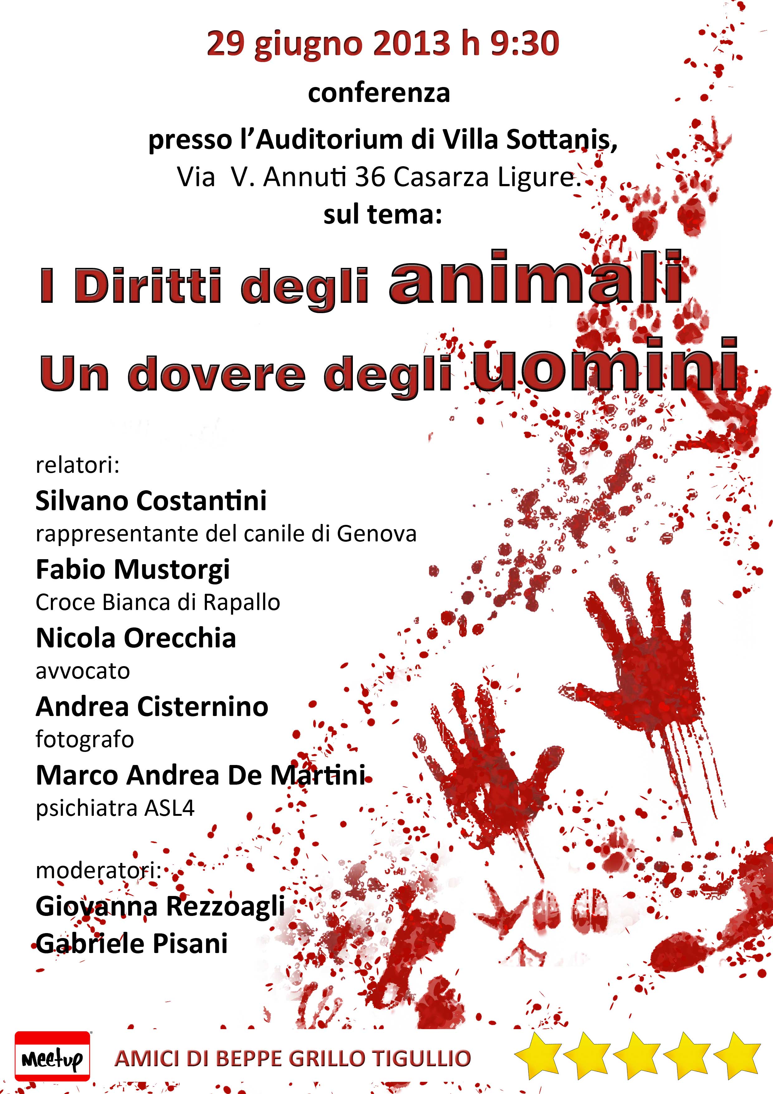 29/06Casarza Ligure: Conferenza "I diriti degli animali, un dovere degli uomini"