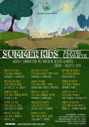 Dal 15 Luglio fino a fine agosto, Sestri Levante: al via il "SUMMER KIDS" con tanti appuntamenti nei parchi e giardini