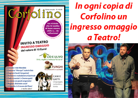 Sabato 18 ottobre: risate assicurate al Teatro di Cicagna con l'avvio del "Comic Bazar". Si parte con Paci&Bottesini direttamente da Zelig. ENTRA GRATIS CON CORFOLINO!