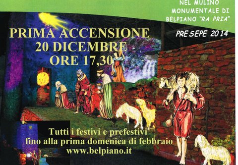 20 Dicembre, Borzonasca: accensione presepe presso il contesto monumentale del Mulino di Belpiano “RA PRIA”