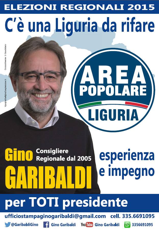 26 e 28 maggio: ELEZIONI REGIONALI Agenda del candidato Capolista Area Popolare Liguri  Gino Garibaldi